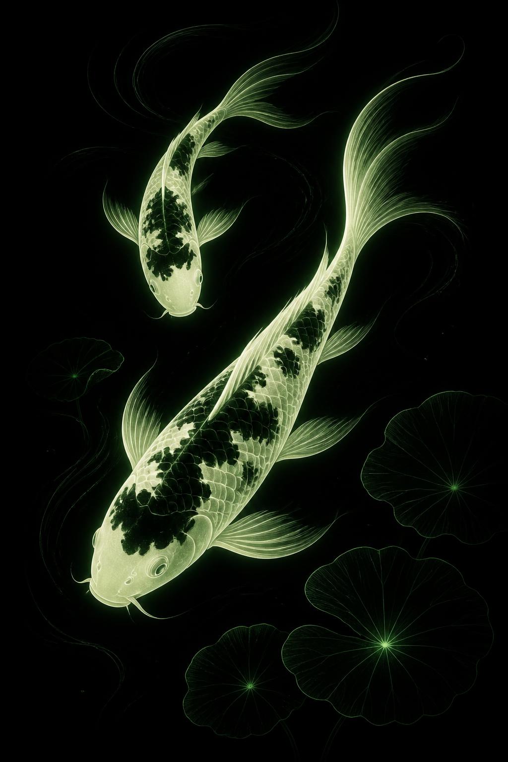 Night Koi — glow-in-the-dark poster