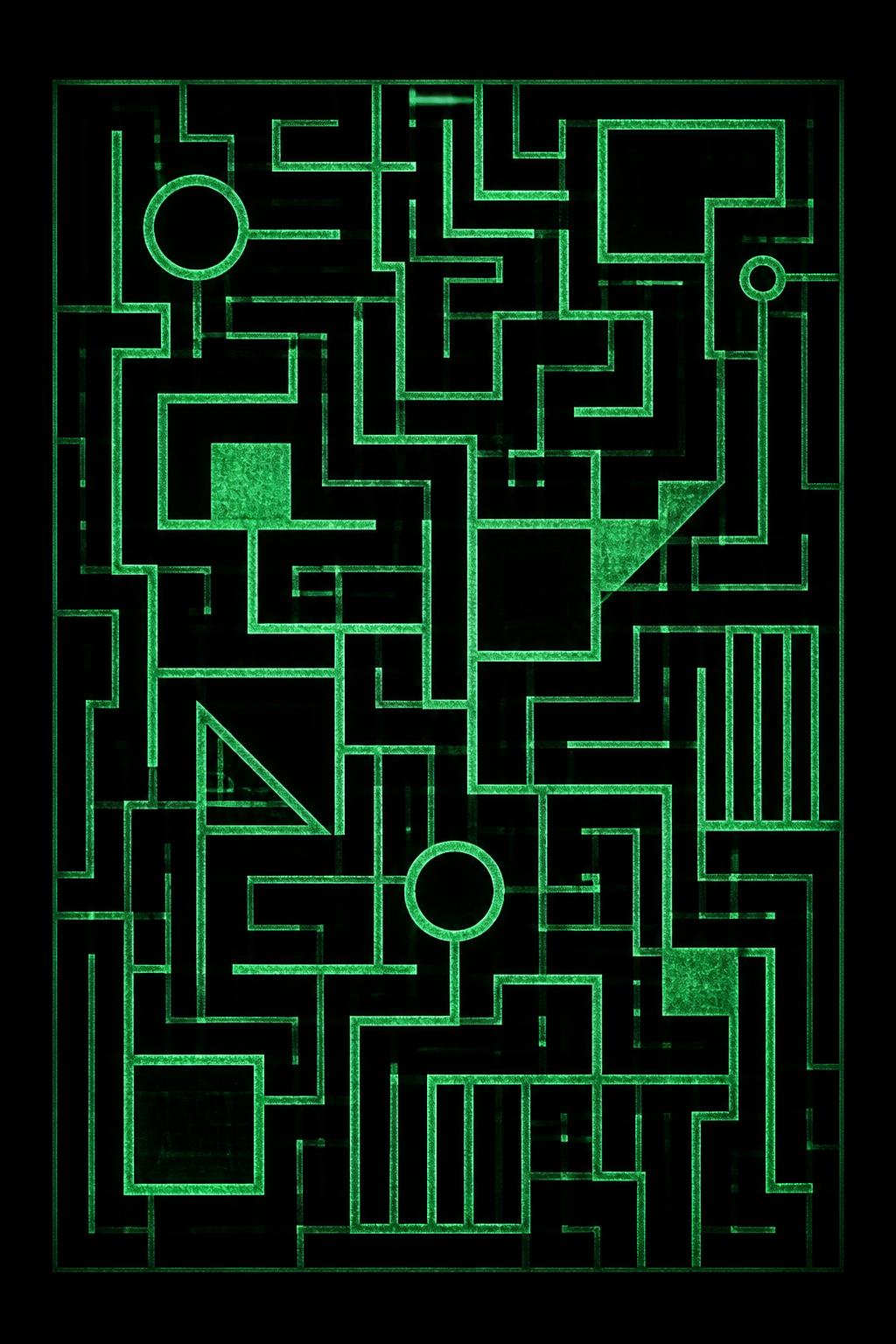 Circuit Labyrinth — glow-in-the-dark poster
