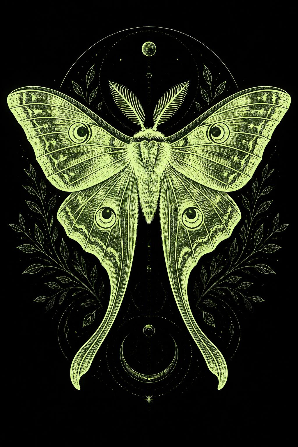 Luna Moth Rite — glow-in-the-dark poster