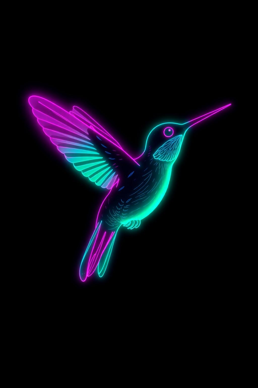 Neon Hummingbird — glow-in-the-dark poster