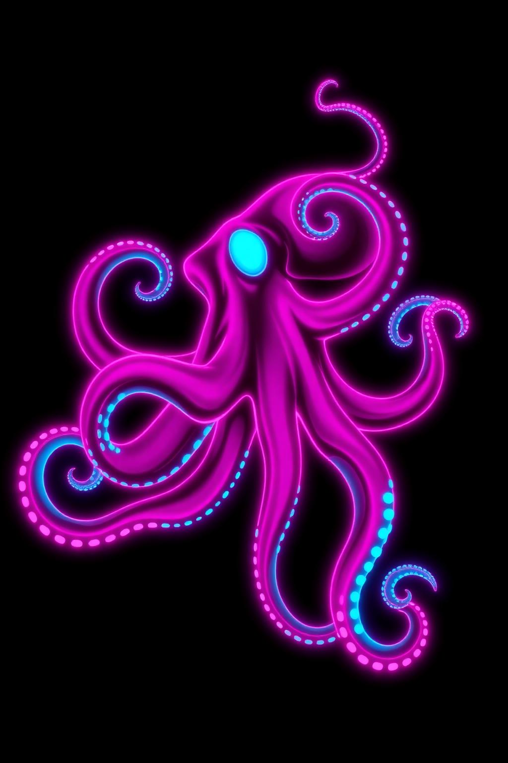 Neon Octopus — glow-in-the-dark poster