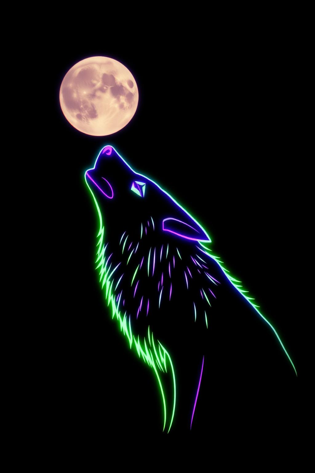 Neon Wolf — glow-in-the-dark poster
